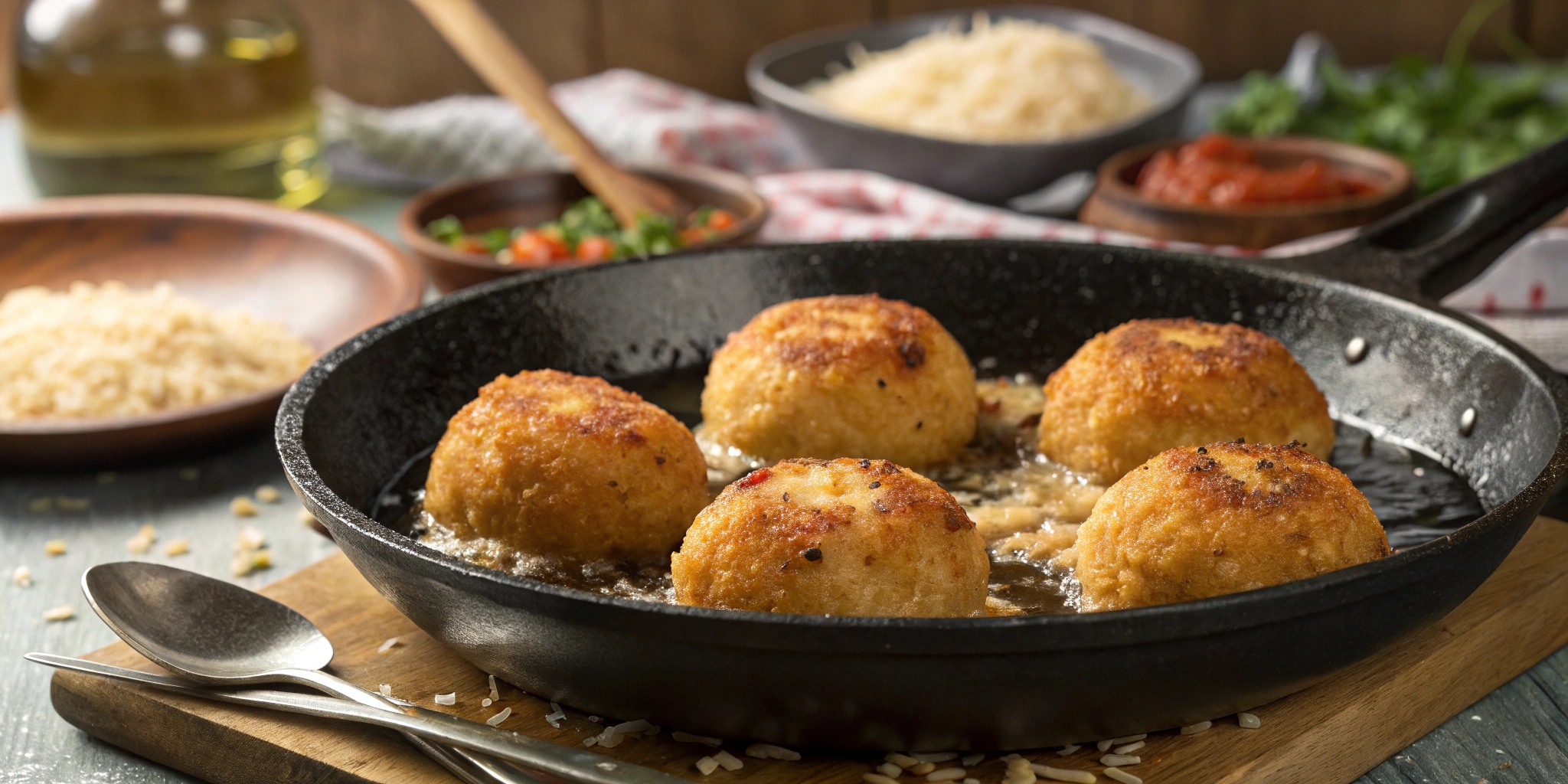 Bolitas de arroz rellenas de at n fired