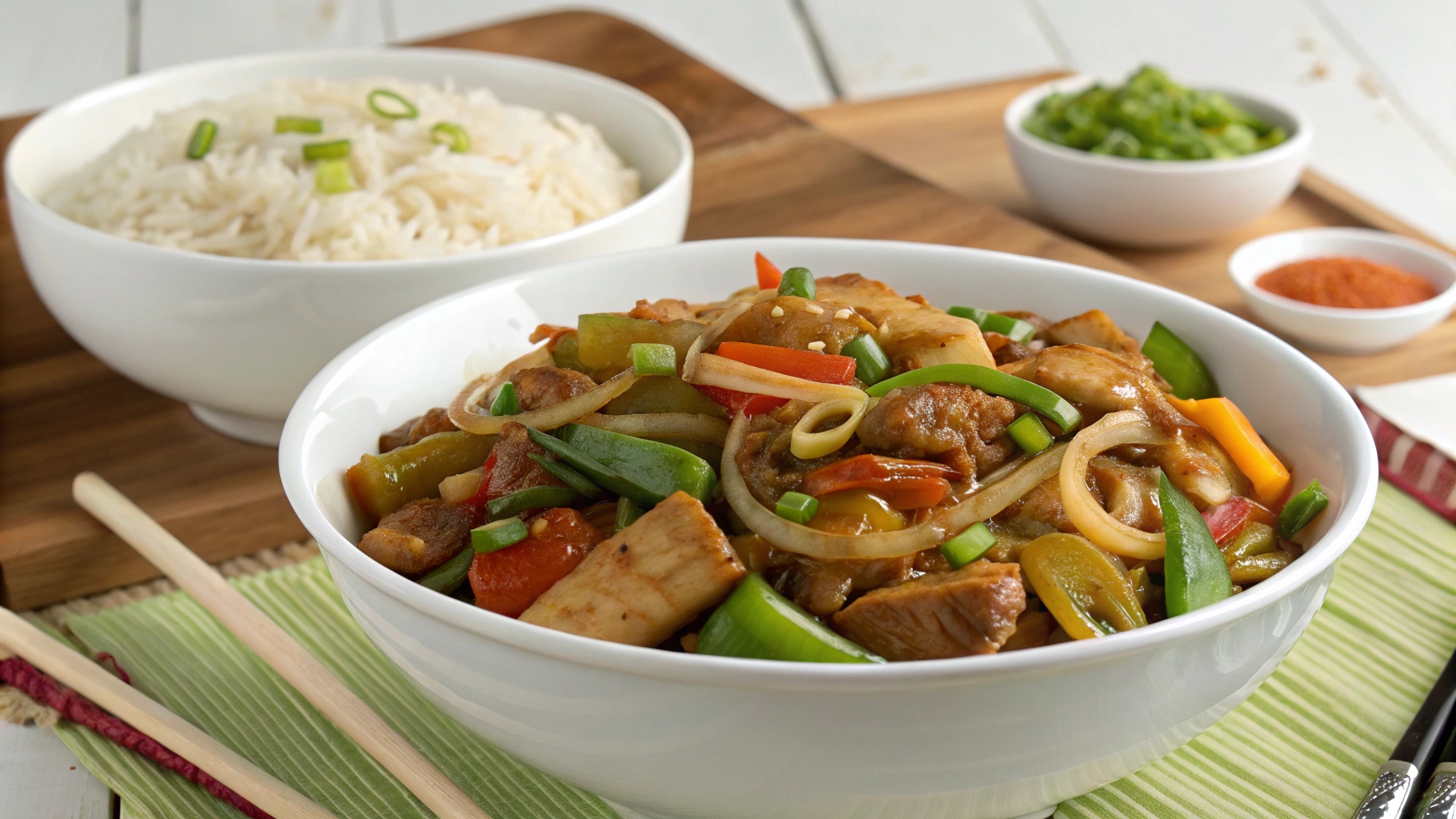 Chop suey chino casero meal