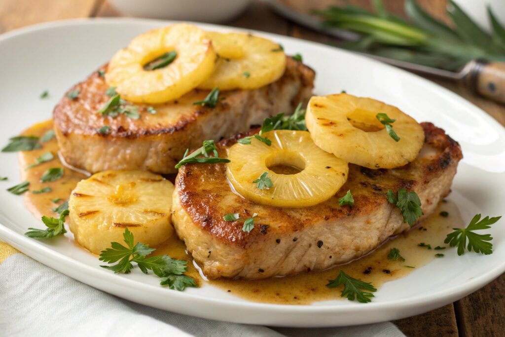Chuletas de cerdo con pi a (2)