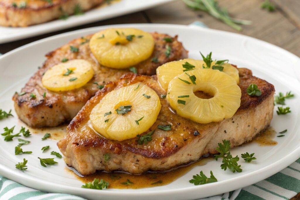 Chuletas de cerdo con pi a (3)