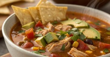 Foto muy muy muy ampliada de sopa de tortilla