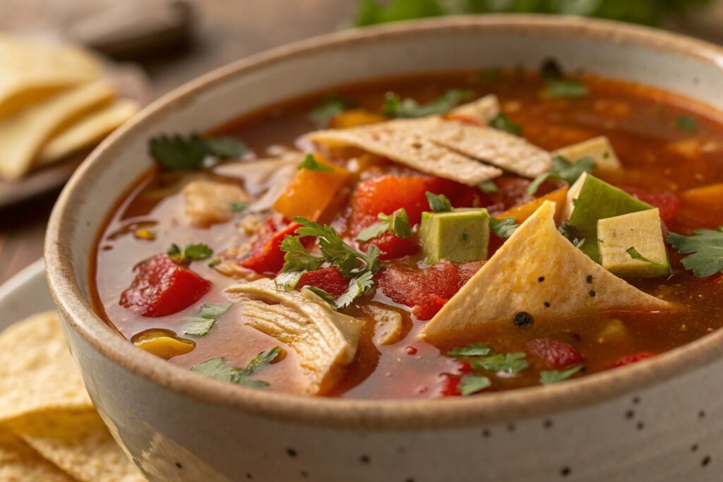 Foto muy muy muy ampliada de sopa de tortilla (2)