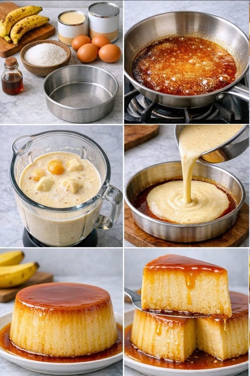 Sobremesa cremosa de banana caseira sem forno